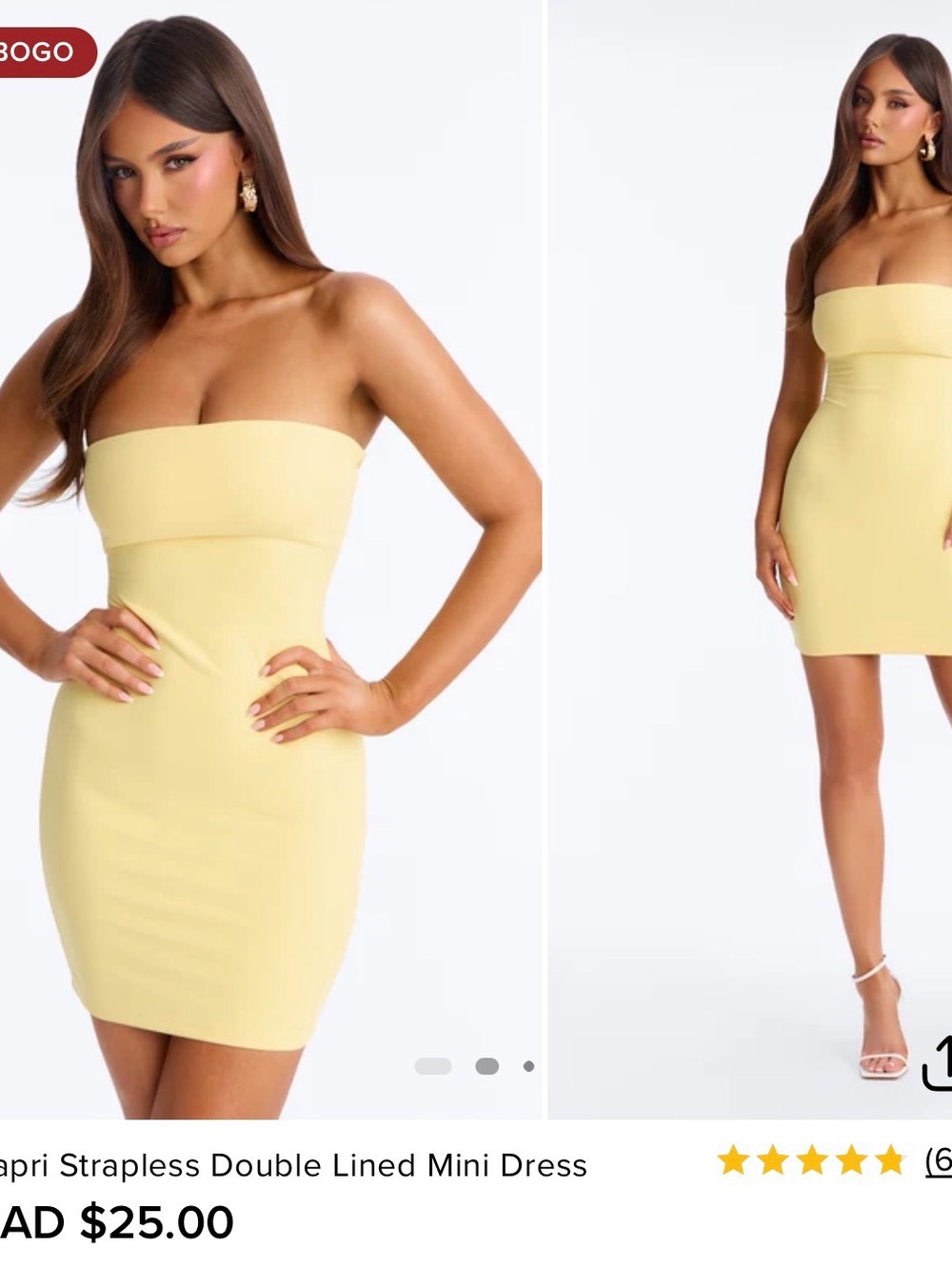 Fashion Nova Strapless Mini Dress in Pale Yellow